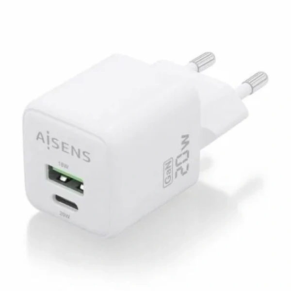 Cargador de Pared GaN Aisens ASCH-20W2P010-W/ 1xUSB Tipo-C/ 1xUSB/ 20W - Imagen 2