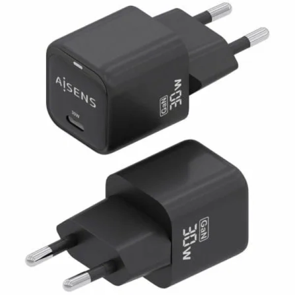 Cargador de Pared GaN Aisens ASCH-30W1P019-BK/ 1xUSB Tipo-C/ 30W - Imagen 2