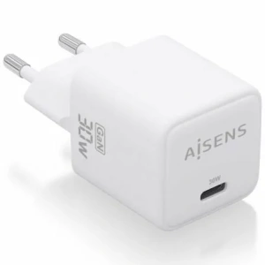 Cargador de Pared GaN Aisens ASCH-30W1P035-W/ 1xUSB Tipo-C/ 30W