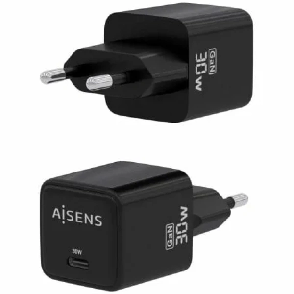 Cargador de Pared GaN Aisens ASCH-30W1P036-BK/ 1xUSB Tipo-C/ 30W - Imagen 2