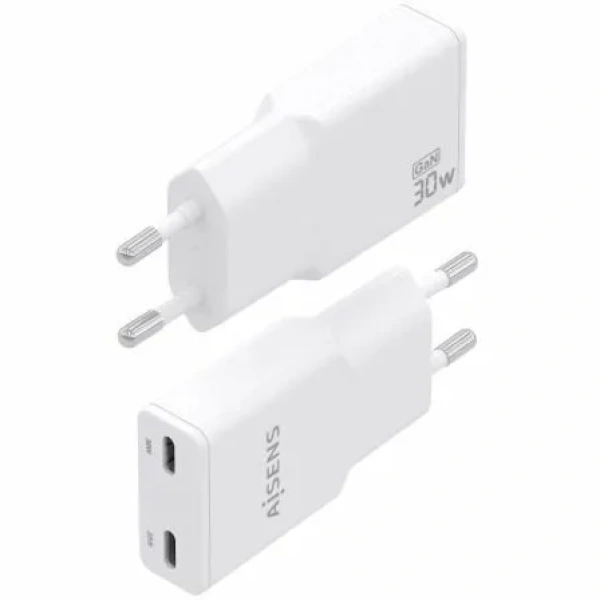 Cargador de Pared GaN Aisens ASCH-30W2P048-W/ 2xUSB Tipo-C/ 30W/ Blanco - Imagen 3