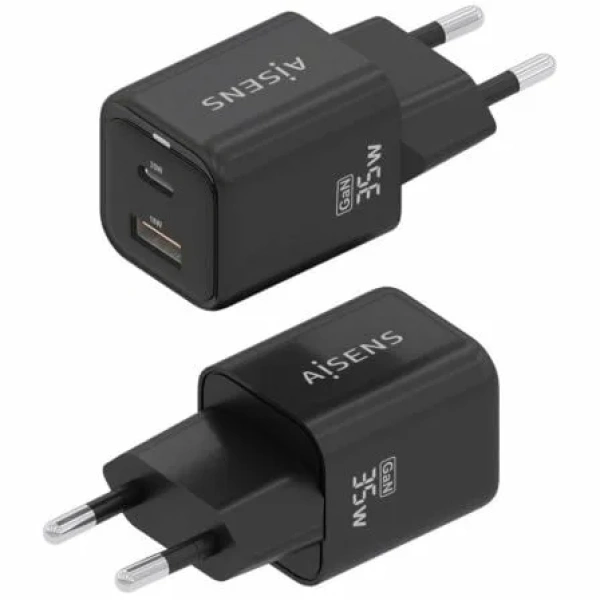 Cargador de Pared GaN Aisens ASCH-35W2P025-BK/ 1xUSB Tipo-C/ 1xUSB/ 35W - Imagen 2