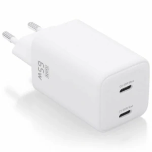 Cargador de Pared GaN Aisens ASCH-65W2P039-W/ 2xUSB Tipo-C/ 65W