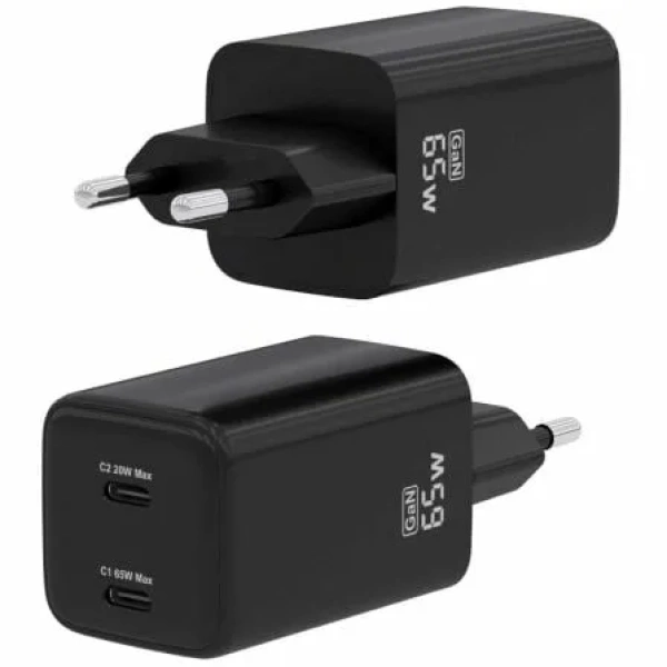 Cargador de Pared GaN Aisens ASCH-65W2P040-BK/ 2xUSB Tipo-C/ 65W - Imagen 2