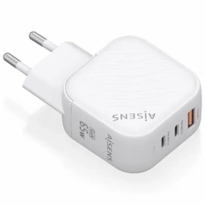 Cargador de Pared GaN Aisens ASCH-65W3P026-W/ 2xUSB Tipo-C/ 1xUSB/ 65W