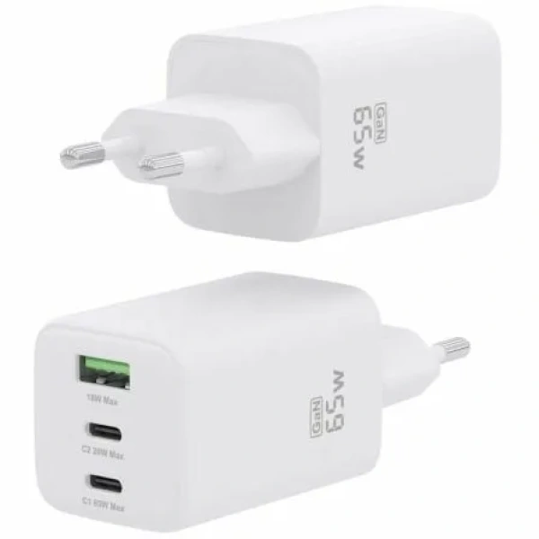 Cargador de Pared GaN Aisens ASCH-65W3P041-W/ 2xUSB Tipo-C/ 1xUSB/ 65W - Imagen 2