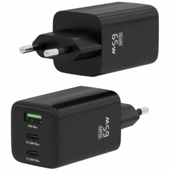Cargador de Pared GaN Aisens ASCH-65W3P042-BK/ 2xUSB Tipo-C/ 1xUSB/ 65W - Imagen 2