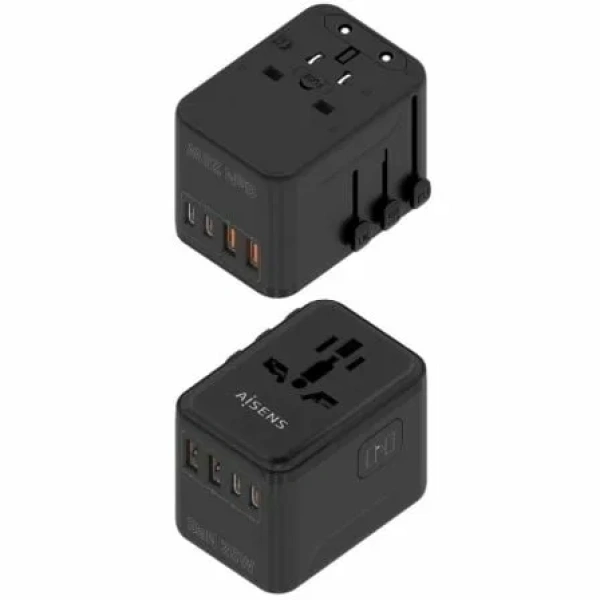 Cargador de Pared Universal GaN para Viaje Aisens ASPS-2A2C08-BK/ Toma de Corriente Universal/ 2xUSB Tipo-C/ 2xUSB/ 25W - Imagen 2