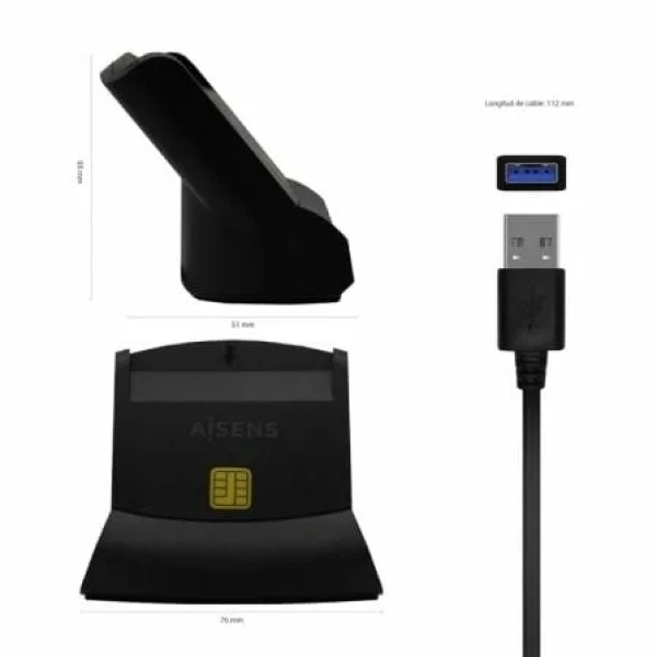 Lector de DNI y Tarjetas Aisens ASCR-SN05-BK/ Negro - Imagen 3