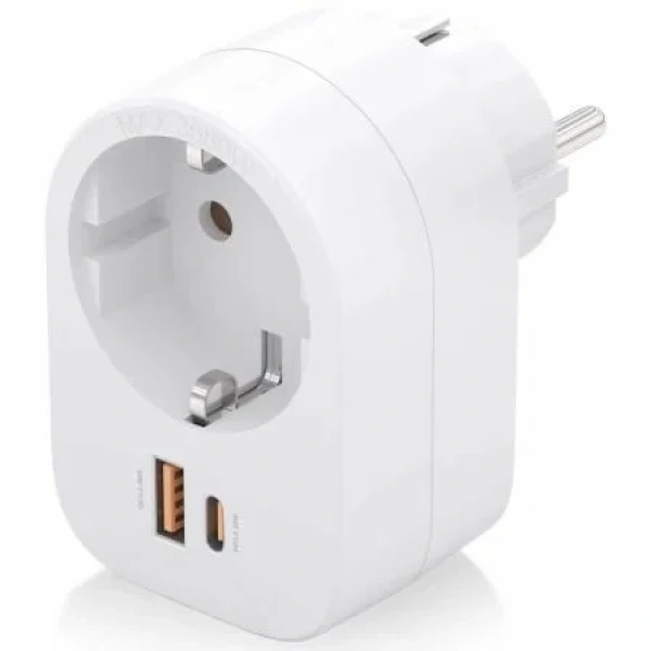 Enchufe Aisens ASPS-1A1C06-W/ 1 Toma de Corriente/ 1 USB Tipo-C PD/ 1 USB/ Blanco - Imagen 2