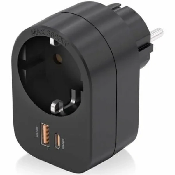 Enchufe Aisens ASPS-1A1C07-BK/ 1 Toma de Corriente/ 1 USB Tipo-C PD/ 1 USB/ Negro - Imagen 2