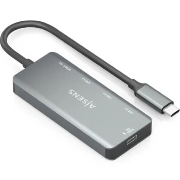 Hub USB Tipo-C Aisens A109-0945/ 3xUSB/ 1xUSB Tipo-C/ 1xUSB Tipo-C PD/ Gris - Imagen 2