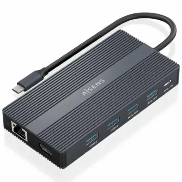 Docking USB Tipo-C Aisens ASUC-12P017-GR/ 2xHDMI/ 4xUSB/ 1xUSB Tipo-C/ 1xRJ45/ 1xDisplayPort/ 1xLector Tarjetas/ 1xUSB Tipo-C PD/ Gris - Imagen 2