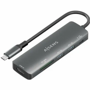 Docking USB Tipo-C Aisens ASUC-5P011-GR/ 1xHDMI/ 2xUSB/ 1xUSB Tipo-C PD/ 1xLector Tarjetas/ Gris