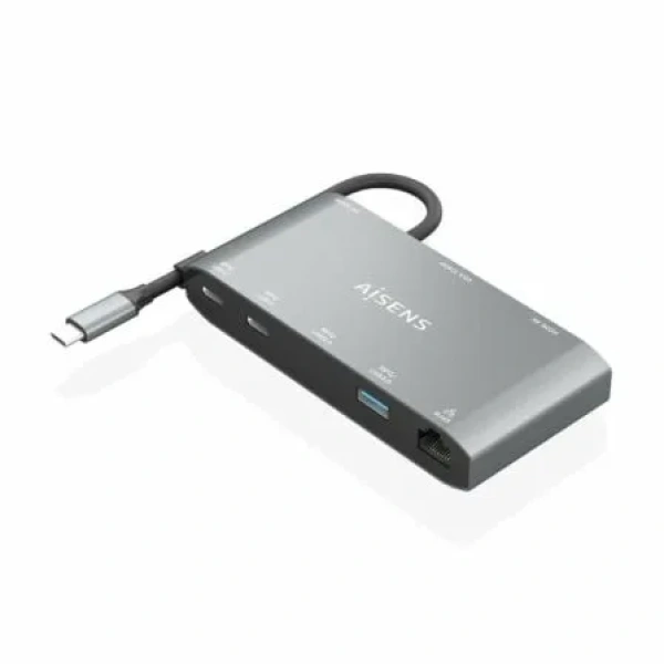 Docking USB Tipo-C Aisens ASUC-8P010-GR/ 1xHDMI/ 1xVGA/ 2xUSB/ 1xRJ45/ 2xUSB Tipo-C/ 1xUSB Tipo-C PD/ Gris - Imagen 2