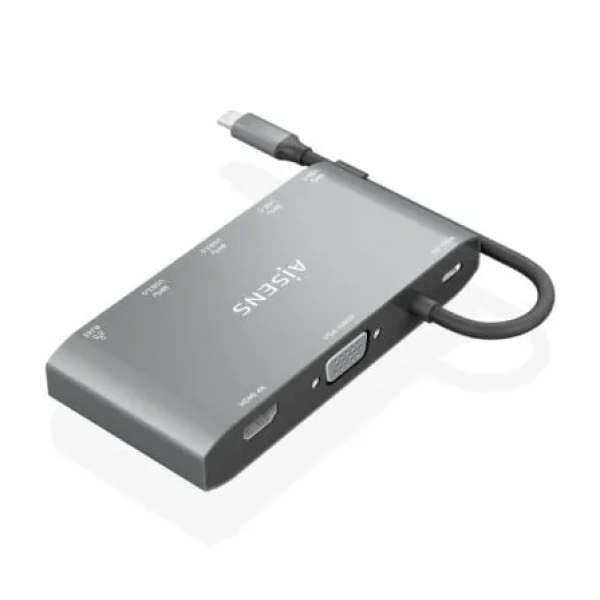 Docking USB Tipo-C Aisens ASUC-8P010-GR/ 1xHDMI/ 1xVGA/ 2xUSB/ 1xRJ45/ 2xUSB Tipo-C/ 1xUSB Tipo-C PD/ Gris - Imagen 3