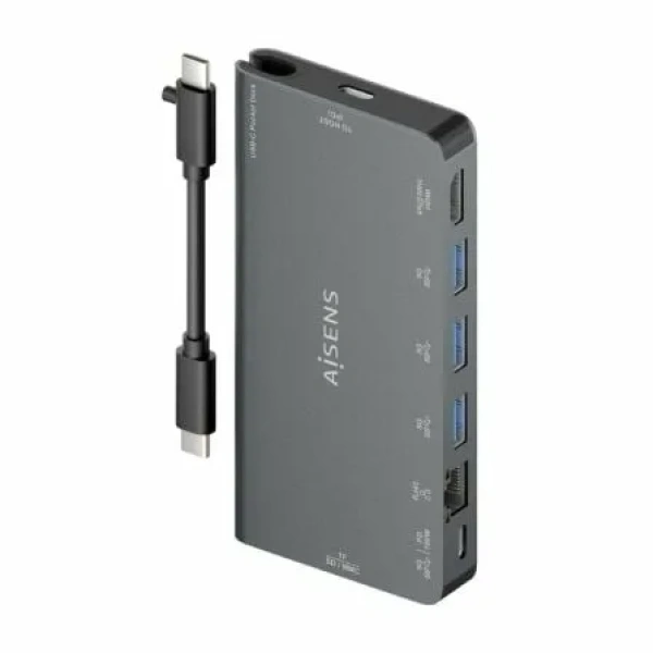 Docking USB Tipo-C Aisens ASUC-8P015-GR/ 1xHDMI/ 3xUSB/ 1xRJ45/ 1xLector Tarjetas / 1xUSB Tipo-C/ Gris - Imagen 3