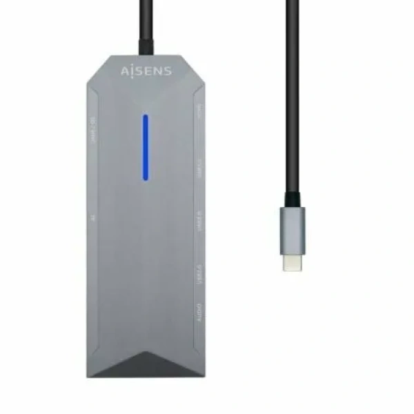 Docking USB Tipo-C Aisens ASUC-9P001-GR/ 1xHDMI/ 3xUSB/ 1xRJ45/ 1xAudio/ 1xLector Tarjetas / 1xUSB Tipo-C PD/ Gris - Imagen 2