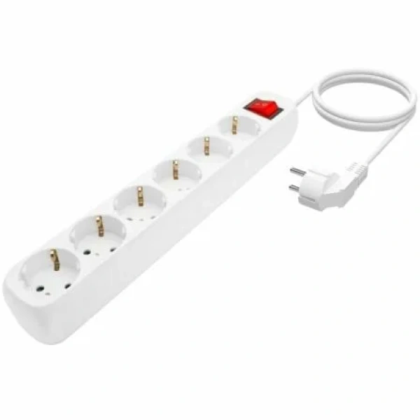 Regleta con Interruptor Aisens A154-0535/ 6 Tomas de Corriente/ Cable 1.4m/ Blanco - Imagen 2