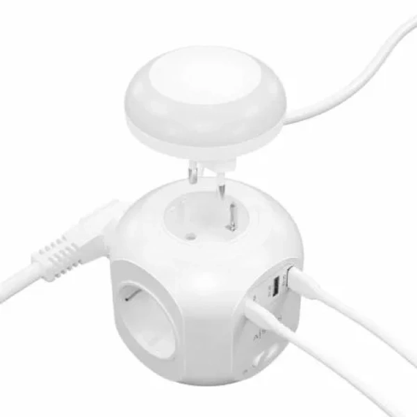 Regleta con Interruptor y Luz Nocturna Aisens ASPS-2A1CLPQ02-W/ 4 Tomas de Corriente/ 1 USB Tipo-C PD/ 2 USB/ Cable 1.8m/ Blanco - Imagen 3