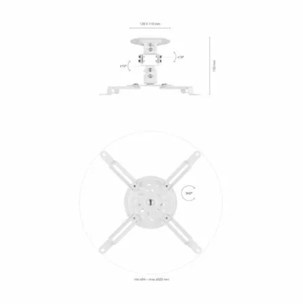 Soporte de Techo/ Pared para Proyector Aisens CP03TSR-129/ Giratorio-Inclinable/ hasta 13.5kg - Imagen 3