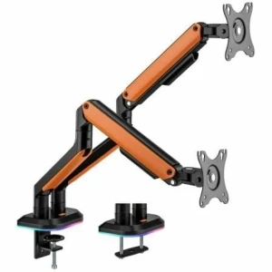 Soporte de Mesa Gaming con Contrapeso para 2 Monitores y TV Aisens DT32TSR-251/ Giratorio/ Inclinable/ hasta 9kg/ con Iluminación RGB