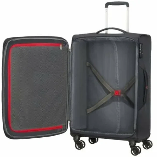 Maleta Mediana American Tourister Crosstrack Spinner Expansible 67cm/ 67.5x42x27.5cm/ 4 Ruedas/ Gris y Rojo - Imagen 3