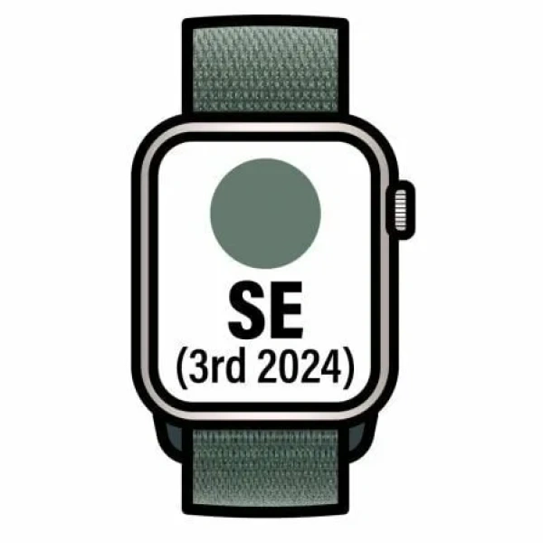 Apple Watch SE/ GPS/ 44mm/ Caja de Aluminio Blanco Estrella/ Correa Loop Deportiva Verde Lago