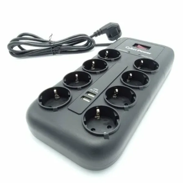 Regleta con Interruptor Cyberpower P0820SUD0-DE/ 8 Tomas de corriente/ 2 USB/ Cable 1.8m/ Negra - Imagen 3