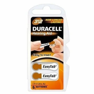 Pack 6 Pilas para Audífono Duracell DA312/ 1.6V