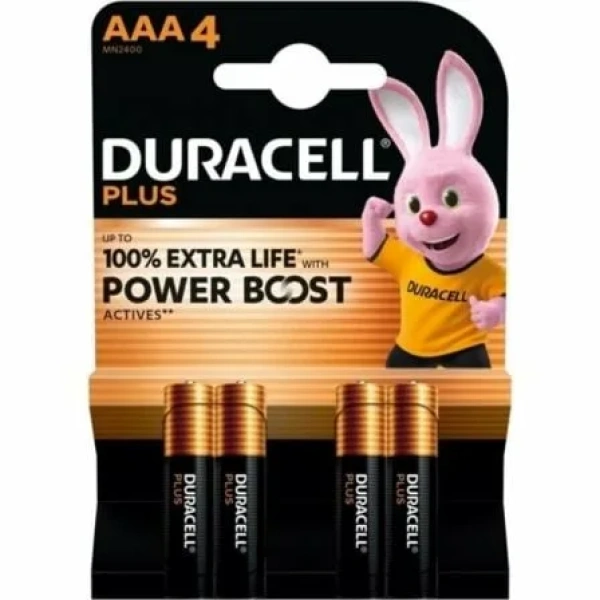 Pack de 4 Pilas AAA Duracell Plus Power Boost DPBLR3B4/ 1.5V/ Alcalinas