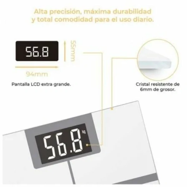 Báscula de Baño GKL Fitmax White/ Hasta 200kg - Imagen 3