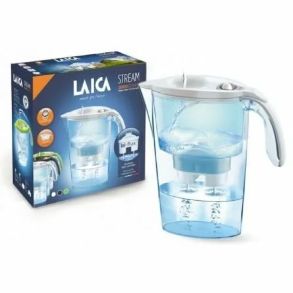 Pack Jarra Filtrante Laica Stream Line/ 2.3L/ Blanca/ Jarra + 3 Filtros BI-FLUX - Imagen 2