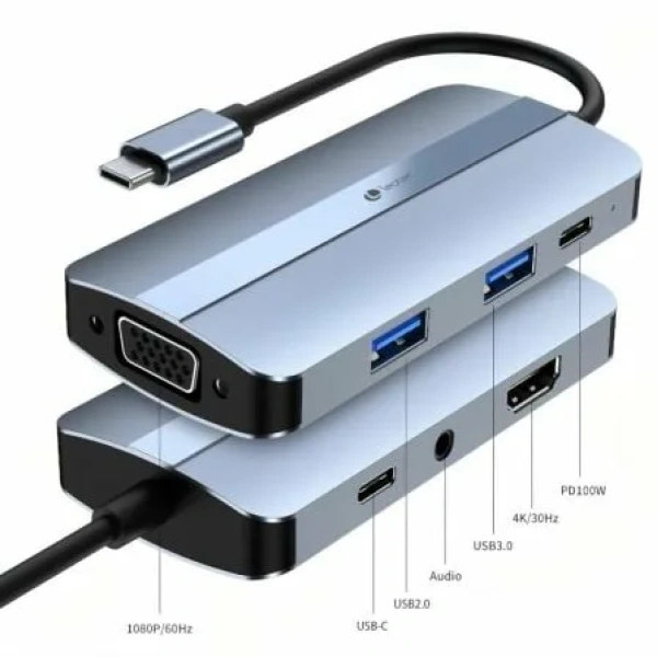 Docking USB Tipo-C Leotec LEDS04/ 2xUSB/ 1xUSB Tipo-C/ 1xUSB Tipo-C PD/ 1xHDMI/ 1xVGA/ 1xAudio/ Azul - Imagen 3