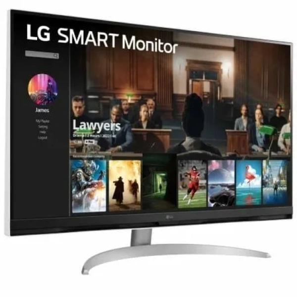 Smart Monitor LG 32SQ700S-W 31.5"/ 4K/ Multimedia/ Regulable en altura/ Smart TV/ Plata y Blanco - Imagen 3