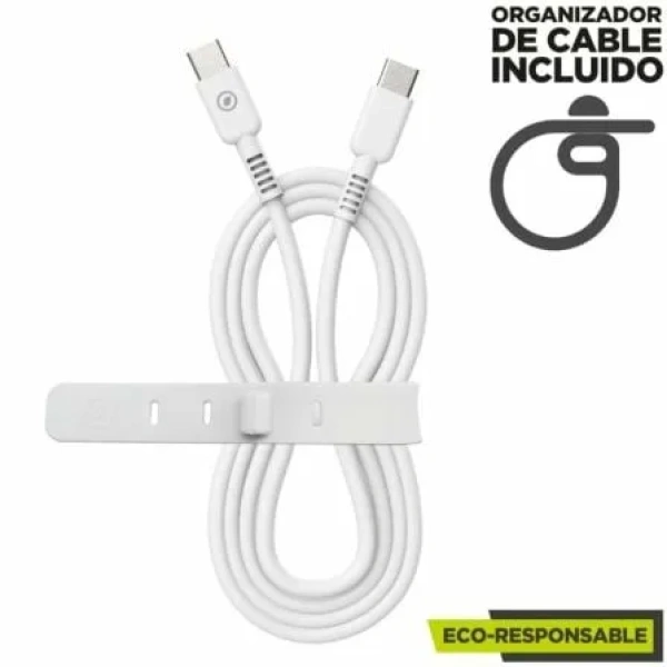 Cable USB 2.0 Tipo-C Muvit For Change MCUSC0008/ USB Tipo-C Macho - USB Tipo-C/ Hasta 60W/ 1.2m/ Blanco - Imagen 3
