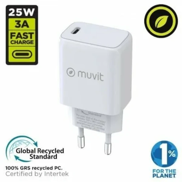 Cargador de Pared Muvit For Change MCACC0012/ 1xUSB Tipo-C/ 20W - Imagen 2