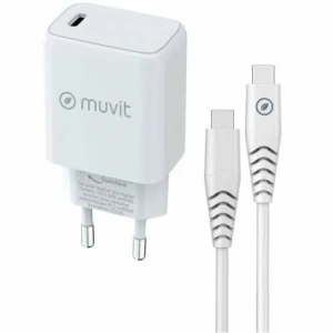 Cargador de Pared Muvit For Change MCPAK0044/ 1xUSB Tipo-C + Cable USB Tipo-C/ 20W