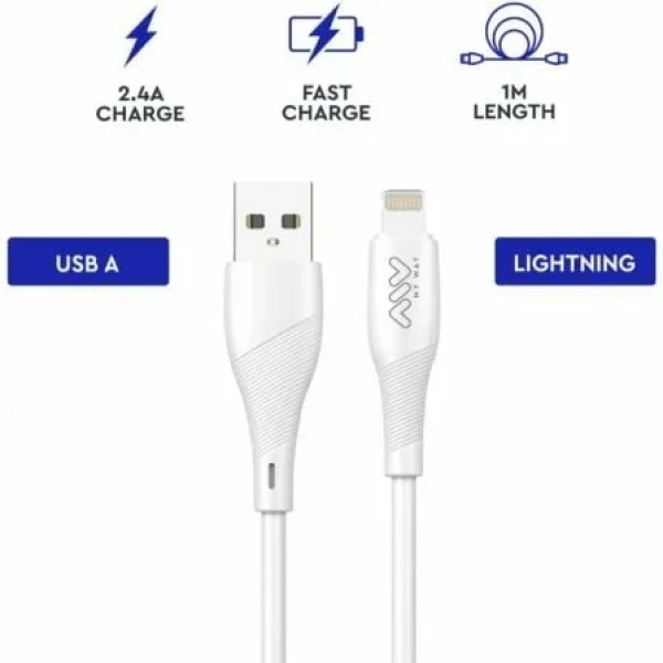 Cable USB 2.0 Lightning Myway MWUSC0021/ USB Macho - Lightning Macho/ 1m/ Blanco - Imagen 2