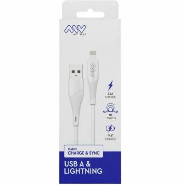 Cable USB 2.0 Lightning Myway MWUSC0021/ USB Macho - Lightning Macho/ 1m/ Blanco - Imagen 3
