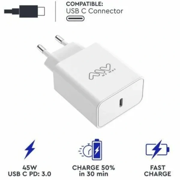 Cargador de Pared Myway MWACC0018/ 1xUSB Tipo-C/ 45W - Imagen 2
