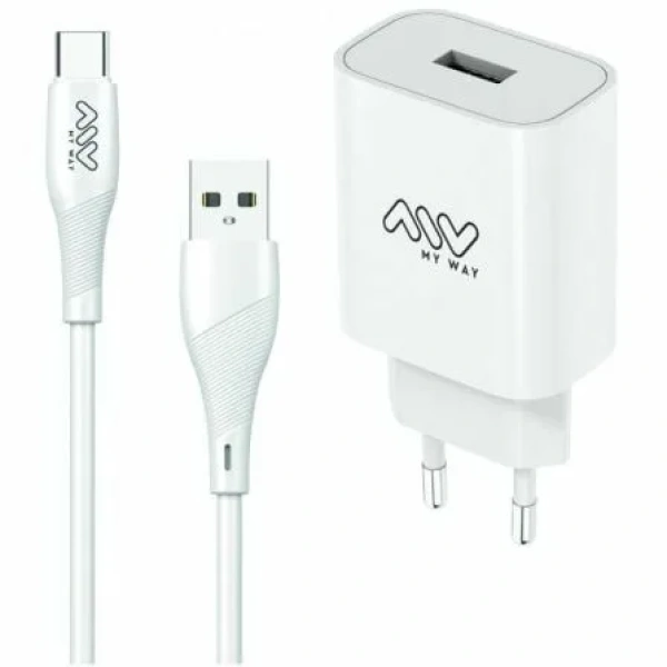 Cargador de Pared Myway MYWEPAK0002/ 1xUSB + Cable USB Tipo-C/ 15W