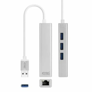 Hub USB 3.0 Nanocable 10.03.0403/ 3xUSB/ 1xRJ45/ Gris