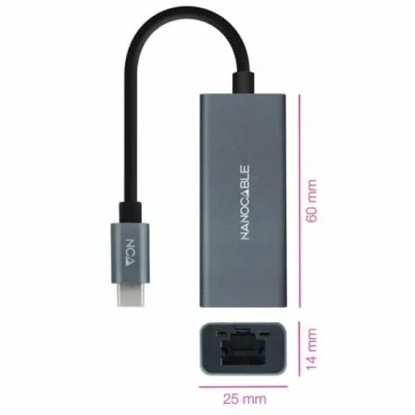 Adaptador Tipo-C - RJ45 Nanocable 10.03.0406/ 1000Mbps - Imagen 2