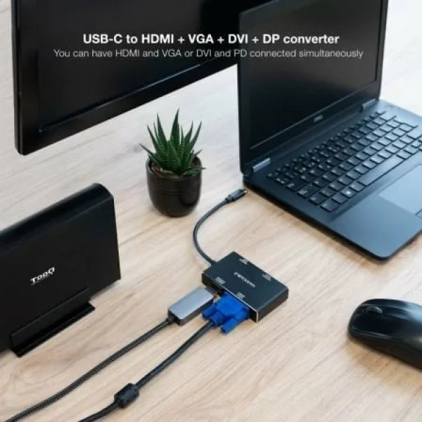 Conversor Nanocable 10.16.4307/ USB Tipo-C Macho - VGA Hembra/ DVI Hembra/ HDMI Hembra/ DisplayPort Hembra/ 10cm/ Negro - Imagen 3