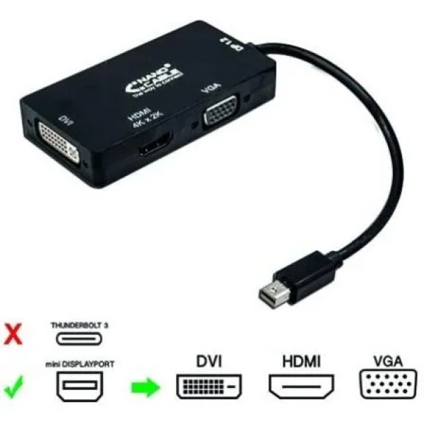Cable Conversor Nanocable 10.16.3302-BK/ Mini Displayport Macho - VGA Hembra/ HDMI Hembra/ DVI Hembra - Imagen 3