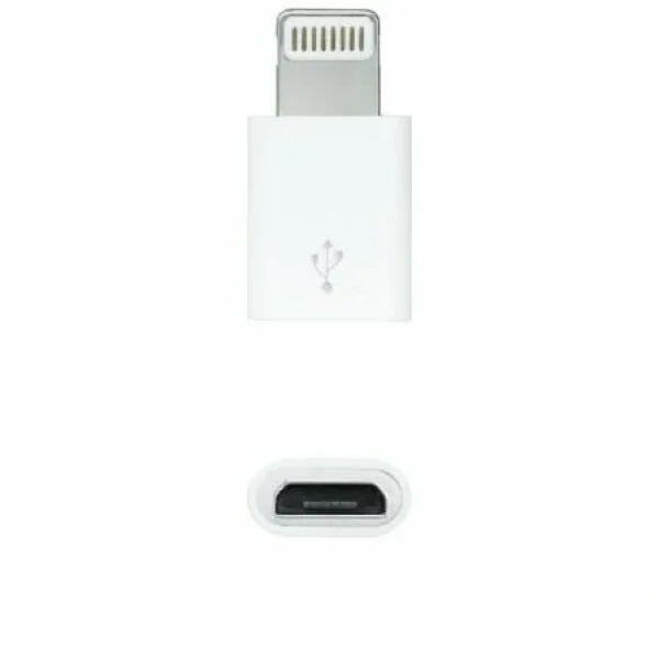 Adaptador Micro USB 2.0 Lightning Nanocable 10.10.4100/ Micro USB Hembra - Lightning Macho/ Blanco