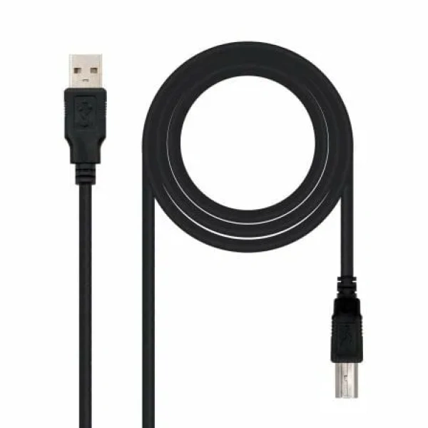 Cable USB 2.0 Impresora Nanocable 10.01.0102/ USB Tipo-B Macho - USB Macho/ 1m/ Negro - Imagen 2