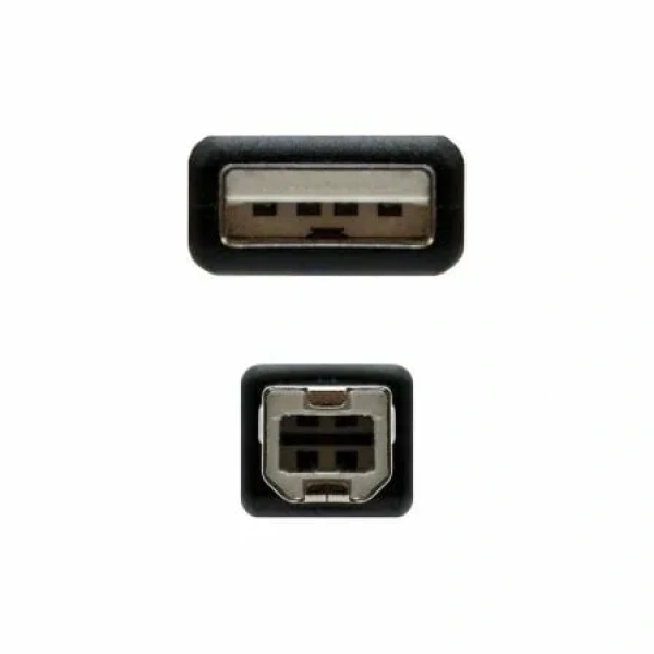 Cable USB 2.0 Impresora Nanocable 10.01.0102/ USB Tipo-B Macho - USB Macho/ 1m/ Negro - Imagen 3