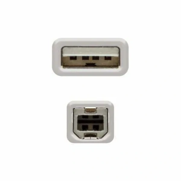 Cable USB 2.0 Impresora Nanocable 10.01.0102/ USB Tipo-B Macho - USB Macho/ 1m/ Beige - Imagen 2
